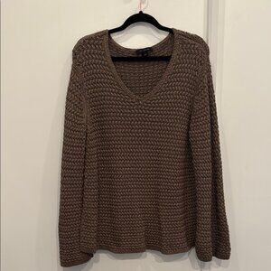 St. John’s Brown V-Neck Knit Cotton Women's Sweater